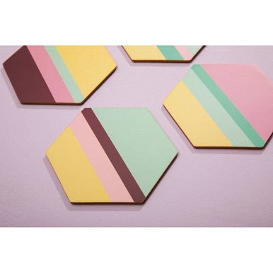 Mimo Set Of 4 Miami Striped Gold Foil Coasters - Joe’s Haven