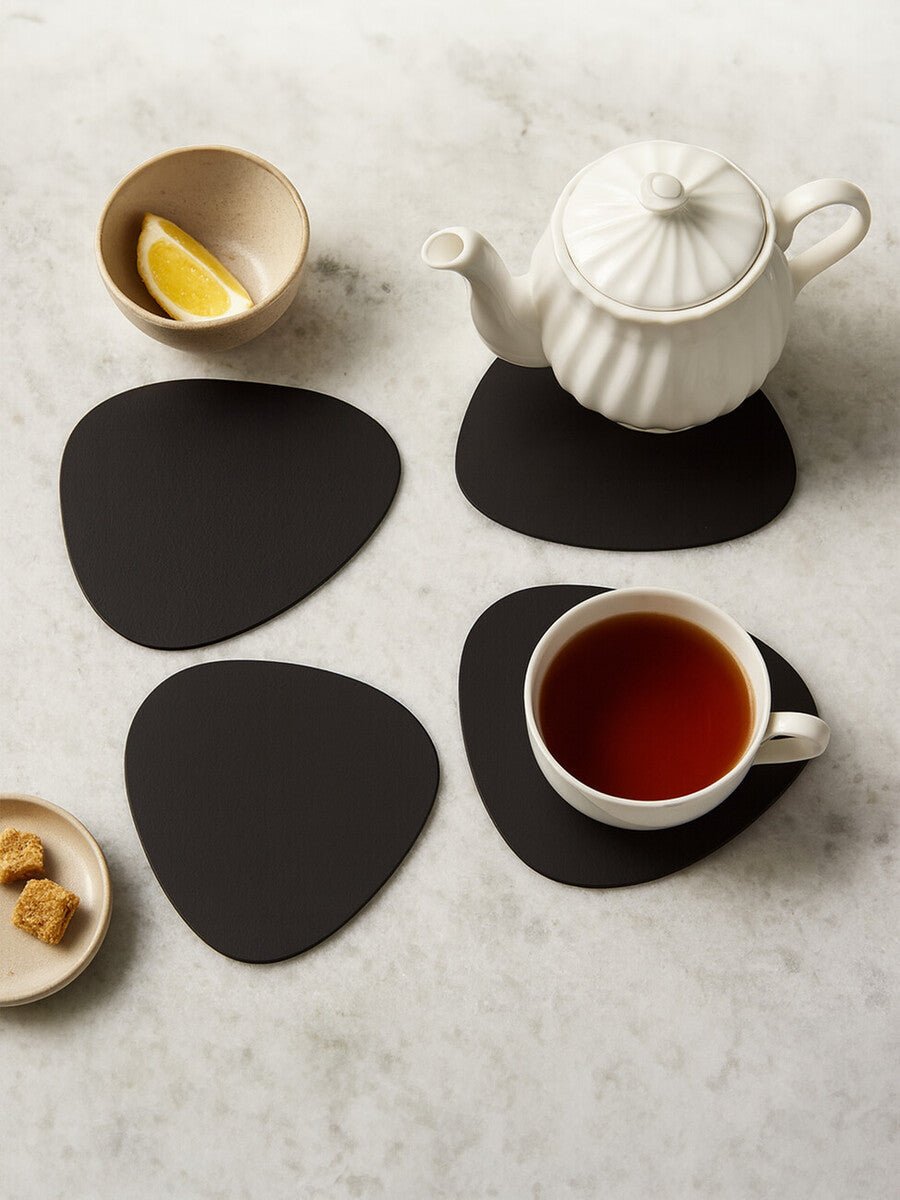 Catlins Pebble 4Pc Black Leather Placemats - Joe’s Haven