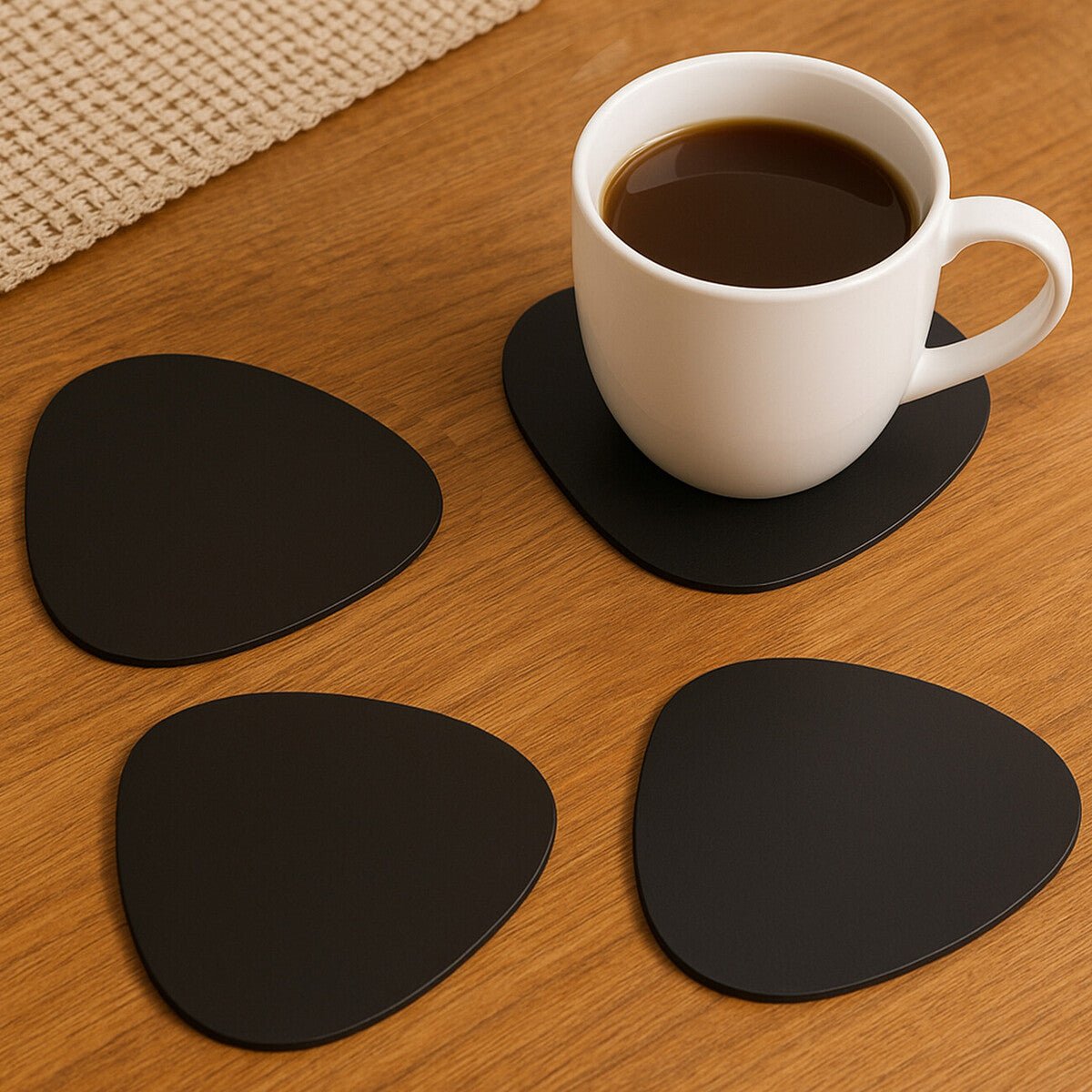 Catlins Pebble 4Pc Black Leather Placemats - Joe’s Haven