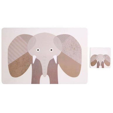 Effy Set Of 2 Elephant Placemat And Coaster - Joe’s Haven