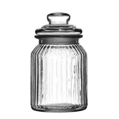 Abbie Ribbed Glass Storage Jar 1000ml - Joe’s Haven
