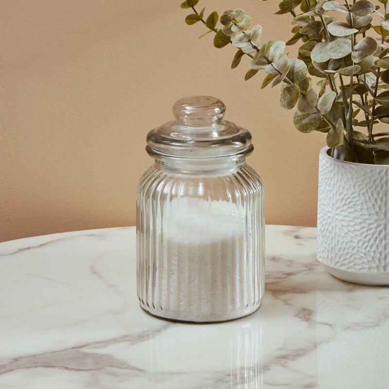 Abbie Ribbed Glass Storage Jar 1000ml - Joe’s Haven