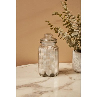 Ribbed Glass Storage Jar 1300Ml - Joe’s Haven