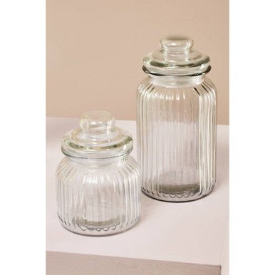 Abbie Ribbed Glass Storage Jar 1300 ml - Joe’s Haven