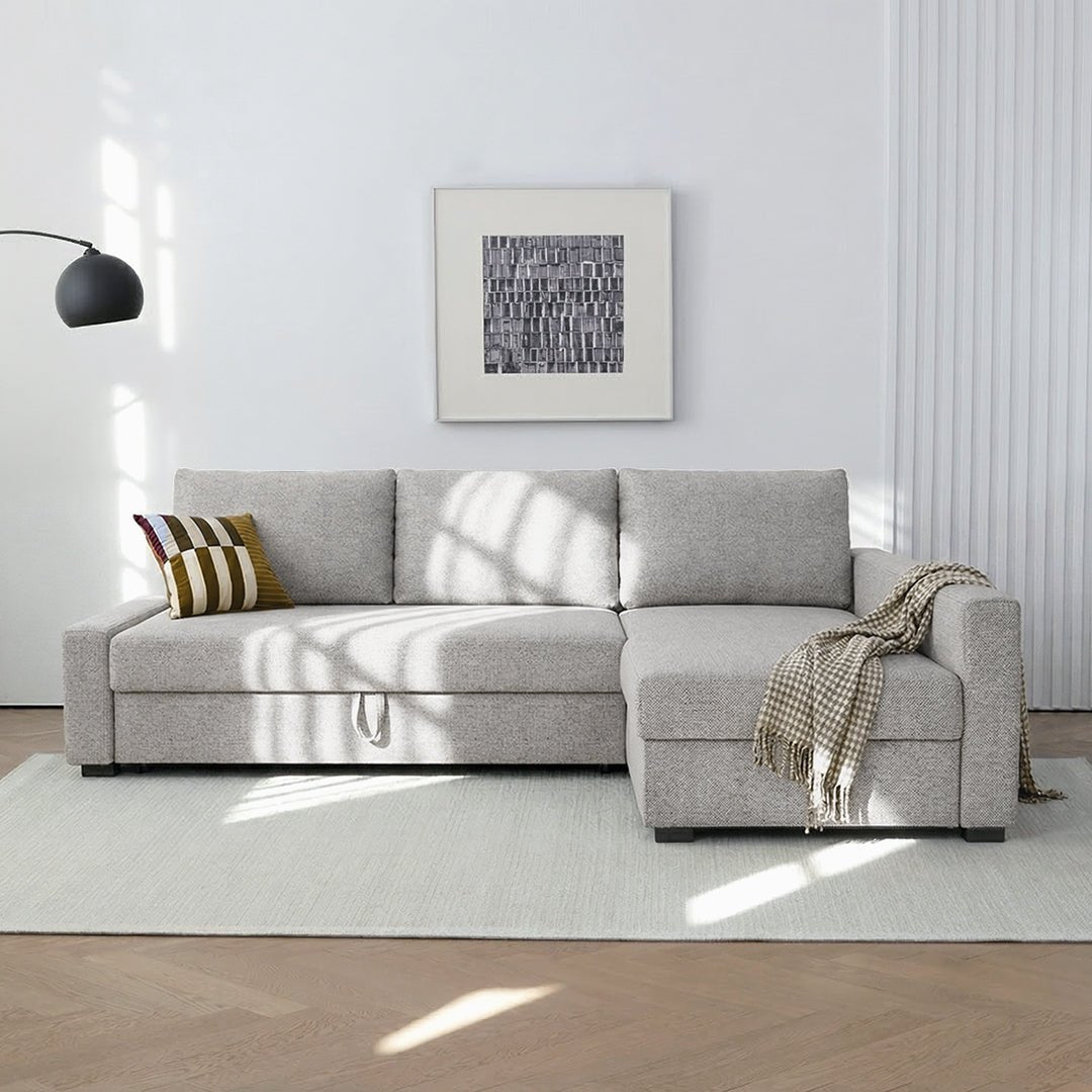 Edwards Three Seater Corner Sofa Bed With Storage, Linen - Joe’s Haven