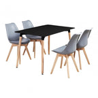 Black Halo Dining Table & Set of 4 Jamie Lorenzo Tulip chairs with Padded Seat - Joe’s Haven
