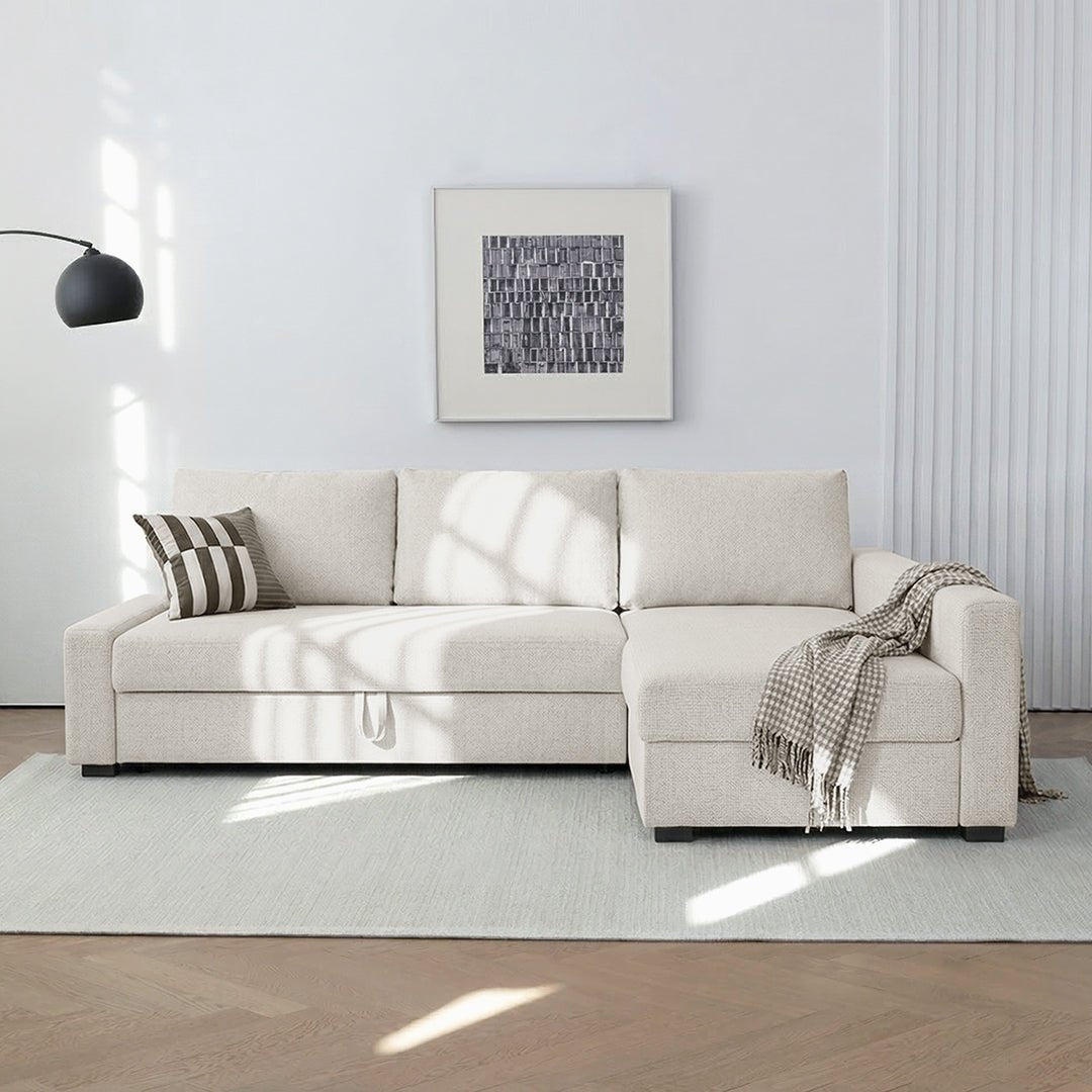 Edwards Three Seater Corner Sofa Bed With Storage, Linen - Joe’s Haven