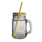 Bocal Embossed Mason Square Jar Mug With Yellow Lid - Joe’s Haven