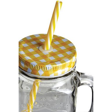 Bocal Embossed Mason Square Jar Mug With Yellow Lid - Joe’s Haven