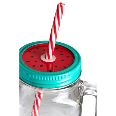 Bocal Embossed Mason Square Jar Mug With Watermelon Lid - Joe’s Haven