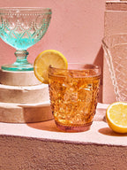 Fleur Set Of Four Pink and Blue Glass Tumblers - Joe’s Haven