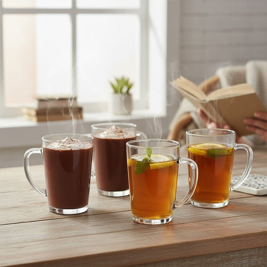 Euri Clear Tall Glass Mugs Set Of 4 - Joe’s Haven