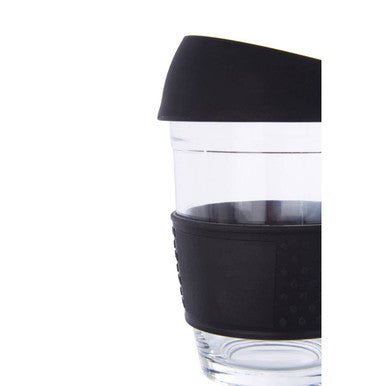 Mimo Glass Mug With Black Silicone Band Lid - Joe’s Haven