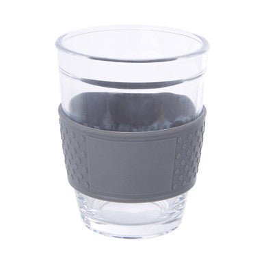 Mimo Glass Mug With Grey Silicone Band Lid - Joe’s Haven