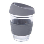 Mimo Glass Mug With Grey Silicone Band Lid - Joe’s Haven