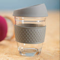 Mimo Glass Mug With Grey Silicone Band Lid - Joe’s Haven