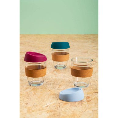Mimo Glass Mug With Light Blue Silicone Lid - Joe’s Haven