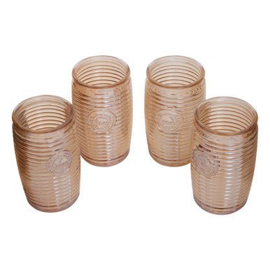 Dayla Set Of Four Gold Ribbed Glass Tumblers - Joe’s Haven