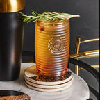 Dayla Set Of Four Gold Ribbed Glass Tumblers - Joe’s Haven