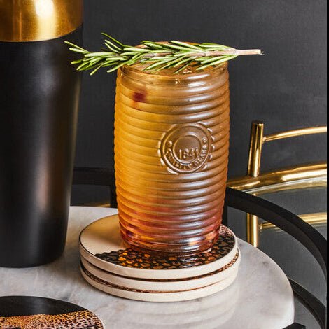 Dayla Set Of Four Gold Ribbed Glass Tumblers - Joe’s Haven