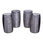 Dayla Set Of Four Grey Ribbed Glass Tumblers - Joe’s Haven