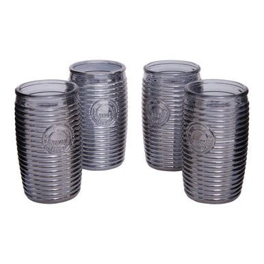 Dayla Set Of Four Grey Ribbed Glass Tumblers - Joe’s Haven