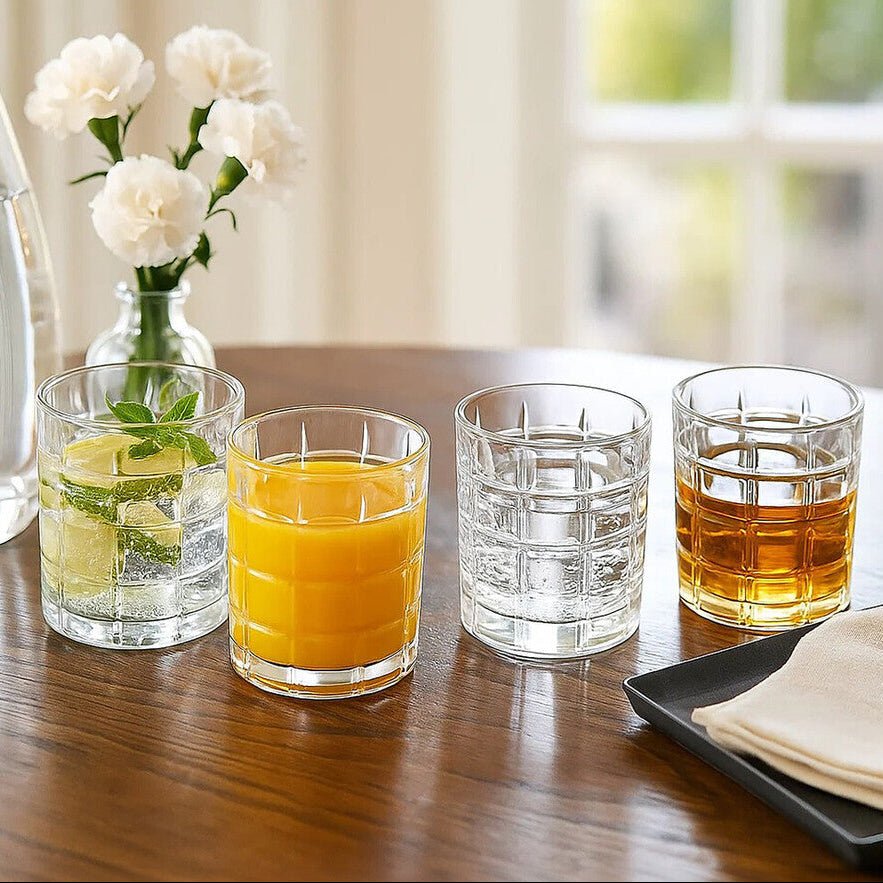 Auclair Set Of Four Check Glass Tumblers - Joe’s Haven