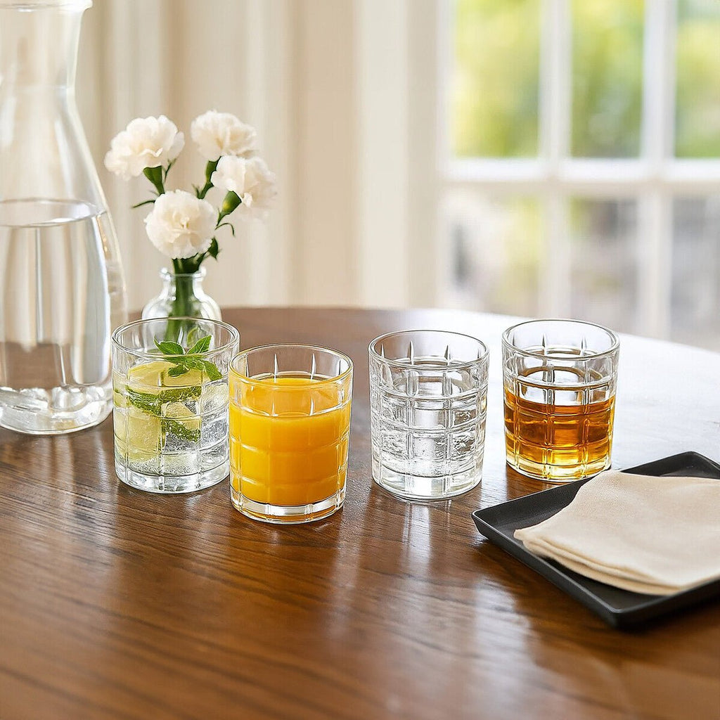 Auclair Set Of Four Check Glass Tumblers - Joe’s Haven