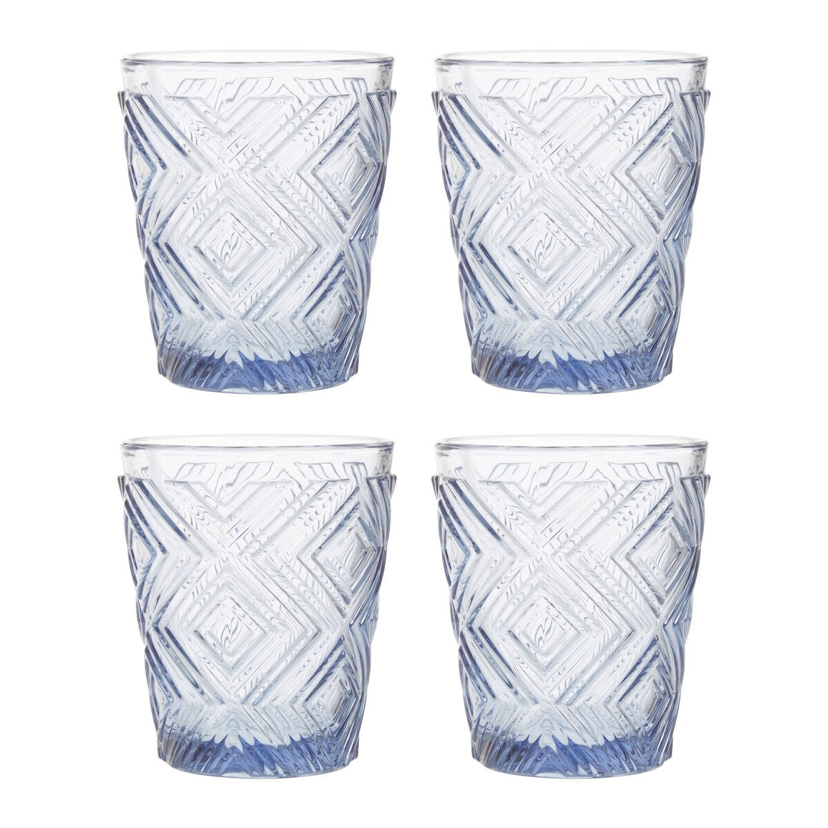 Fleur Set Of Four Embossed Blue Tumblers - Joe’s Haven
