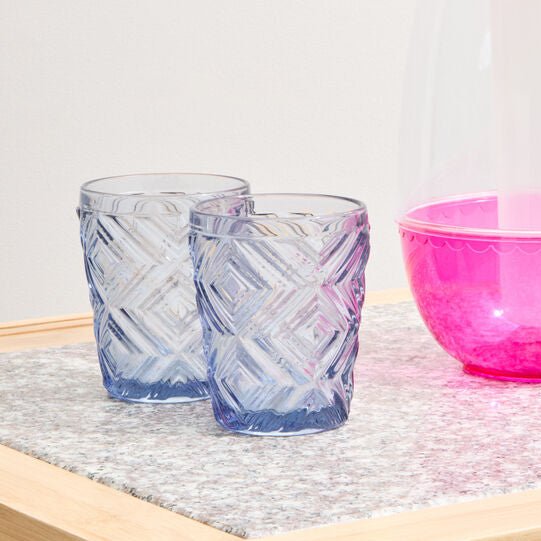 Fleur Set Of Four Embossed Blue Tumblers - Joe’s Haven