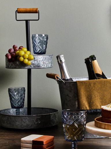 Fleur Set Of Four Embossed Blue Tumblers - Joe’s Haven