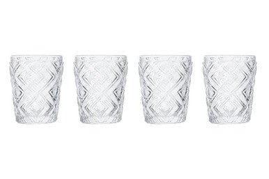 Fleur Set Of Four Clear Glass Tumblers - Joe’s Haven