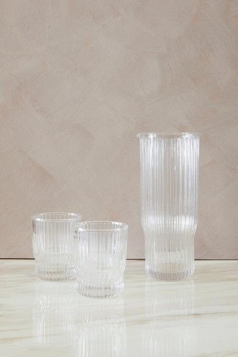 Juno Ribbed Glass And Jug Three Piece Set - Joe’s Haven