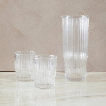 Juno Ribbed Glass And Jug Three Piece Set - Joe’s Haven
