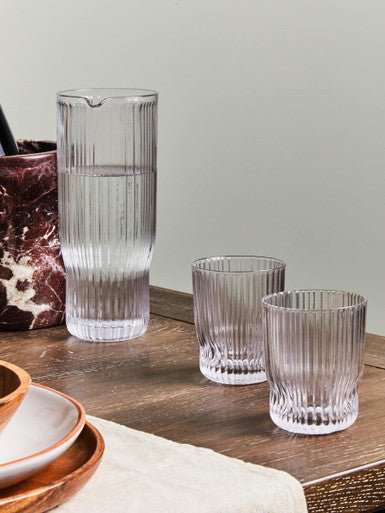 Juno Ribbed Glass And Jug Three Piece Set - Joe’s Haven