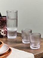 Juno Ribbed Glass And Jug Three Piece Set - Joe’s Haven