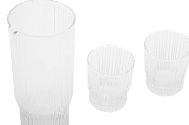 Juno Ribbed Glass And Jug Three Piece Set - Joe’s Haven