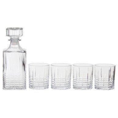 Dayla Ribbed Pattern Decanter With Four Glasses - Joe’s Haven