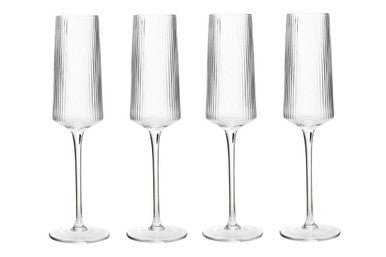 Eldon Set Of Four Ribbed Champagne Glasses - Joe’s Haven