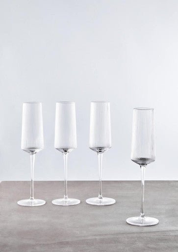 Eldon Set Of Four Ribbed Champagne Glasses - Joe’s Haven