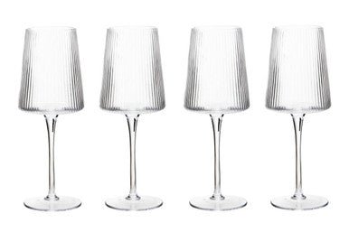 Eldon Set of Four Ribbed Wine Glasses 430ml - Joe’s Haven