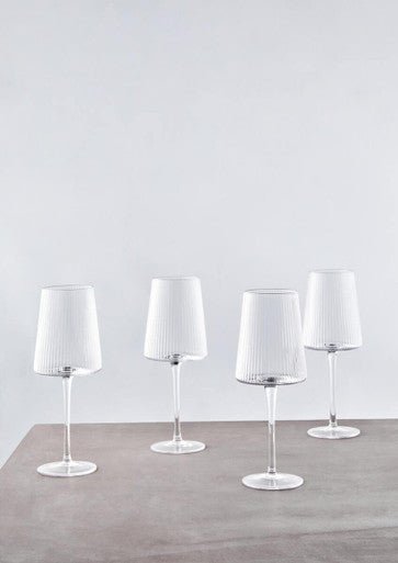 Eldon Set Of Four Ribbed Wine Glasses Mob Packaging - Joe’s Haven