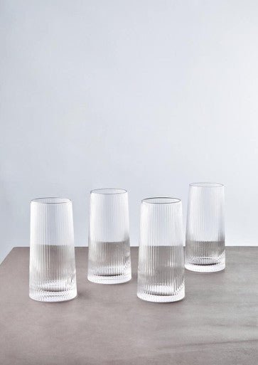 Eldon Set Of Four Ribbed Hi Ball Glasses - Joe’s Haven
