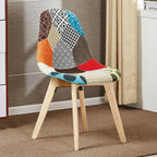 Patchwork Halo Dining Set Includes a Black Dining Table & Set of 4 Multicolour Fabric Chairs - Joe’s Haven