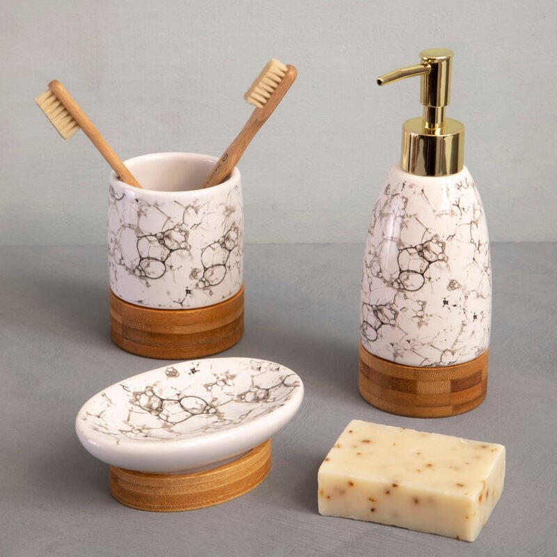 Earth 3 Piece Marble Print Bathroom Set - Joe’s Haven