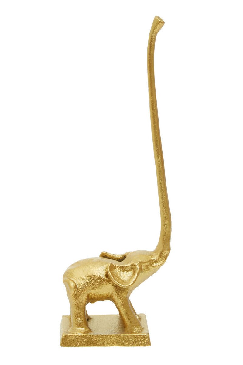 Fauna Gold Finish Elephant Toilet Roll Holder With Square Base - Joe’s Haven