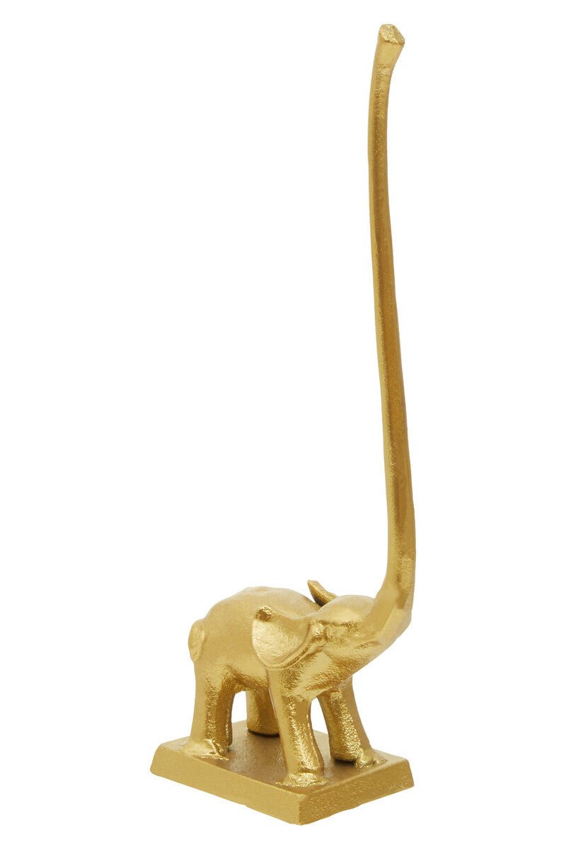 Fauna Gold Finish Elephant Toilet Roll Holder With Square Base - Joe’s Haven