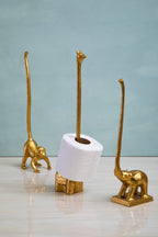 Fauna Gold Finish Elephant Toilet Roll Holder With Square Base - Joe’s Haven