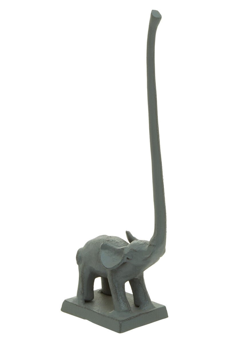 Fauna Grey Finish Elephant Toilet Roll Holder With Square Base - Joe’s Haven