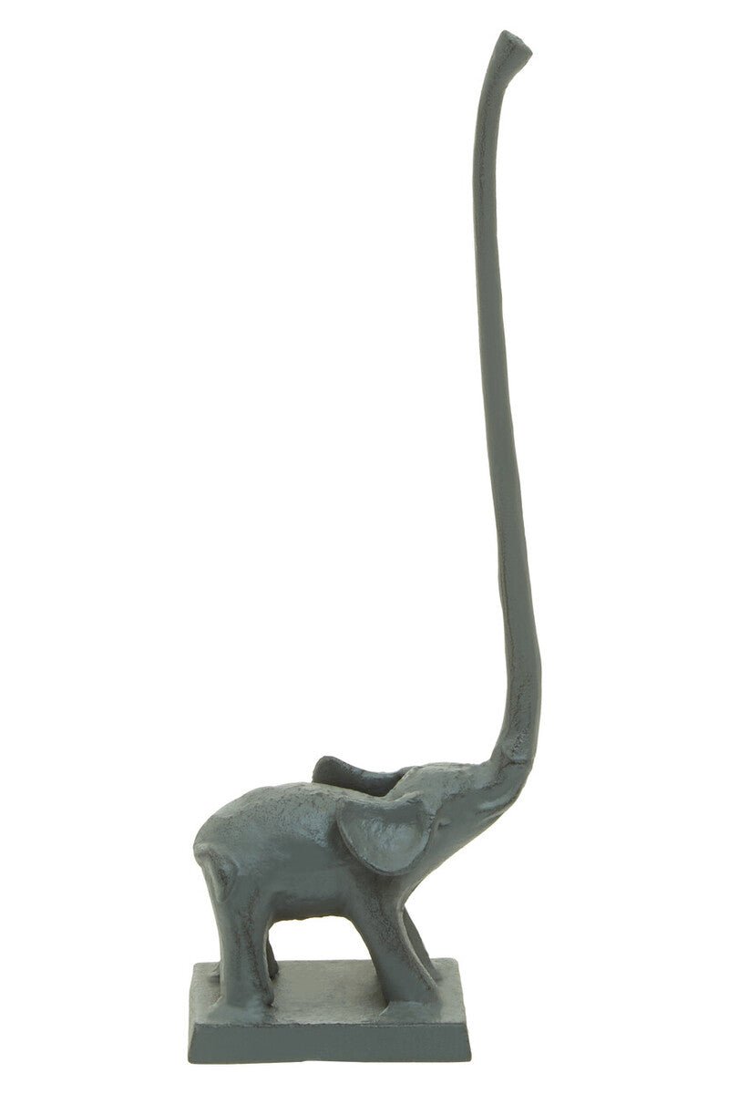 Fauna Grey Finish Elephant Toilet Roll Holder With Square Base - Joe’s Haven
